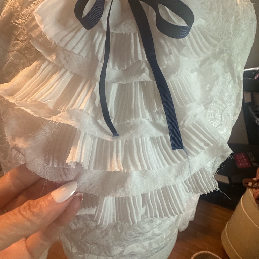 White Lace Ruffle Top - Picture 9 of 14